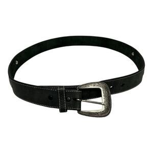 3D BELT Western Leather M Conchos Belt Mens 38 Silver Buckle Cowboy Black